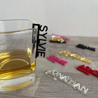 Custom Wine Glass Charms – Personalized Name Tags for Drinks – Laser Cut Place Cards – Cocktail & Wedding Drink Markers