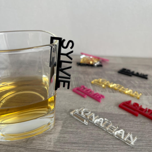 Custom Wine Glass Charms – Personalized Name Tags for Drinks – Laser Cut Place Cards – Cocktail & Wedding Drink Markers