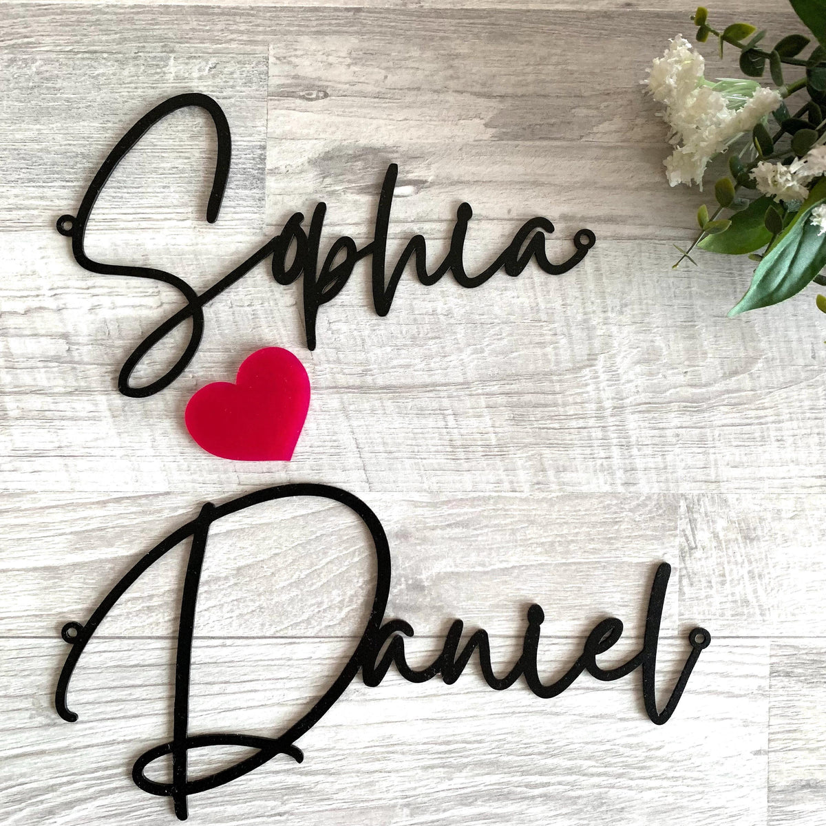 Custom Script Metal Name Sign with Heart – Personalized Love Sign