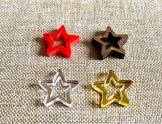 Custom Name Christmas Tree Ornament — Engraved Wood with Colored Acrylic Star