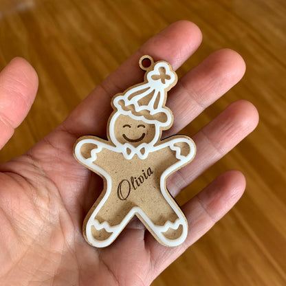 Personalized Gingerbread Christmas Stocking Tags | Custom Name Ornaments | Present Labels | Male or Female Style