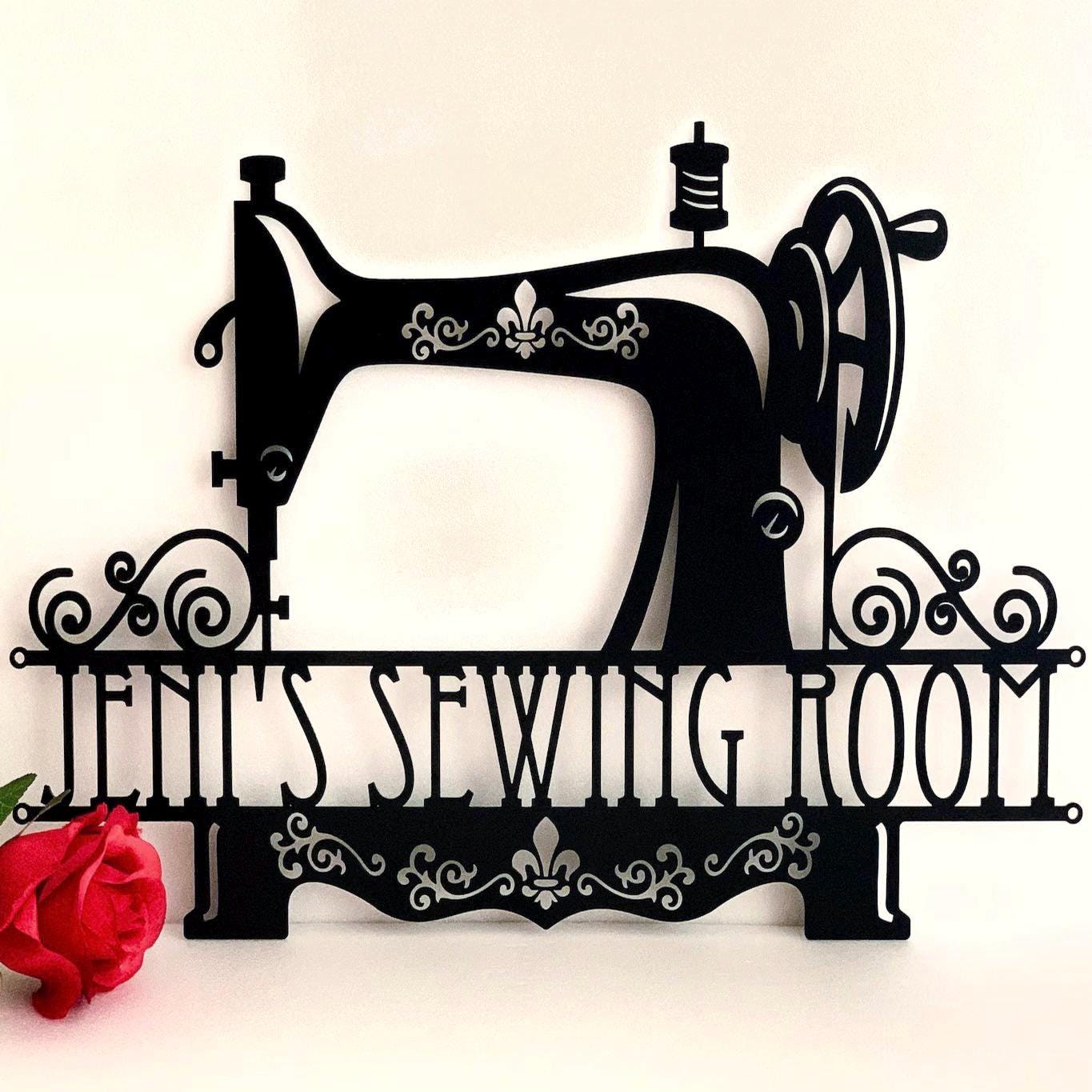 Custom Sewing Machine Sign | Personalized Quilting & Craft Room Wall Art