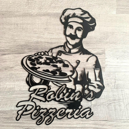 Custom Pizzeria Metal Sign – Personalized Pizza Kitchen Wall Art – Italian Restaurant Decor – Custom Name Metal Sign for Pizza Lovers
