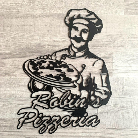 Custom Pizzeria Metal Sign – Personalized Pizza Kitchen Wall Art – Italian Restaurant Decor – Custom Name Metal Sign for Pizza Lovers