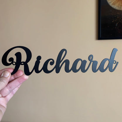 Custom Metal Name Sign – Personalized Laser Cut Word Sign for Home or Nursery – Modern Script Wall Decor – Metal Letters in 6 Colors