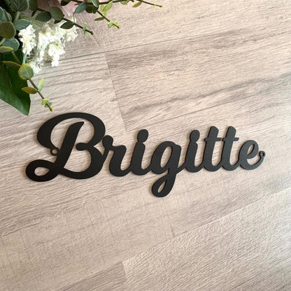 Custom Metal Script Word Sign – Personalized Laser Cut Metal Name for Wall Decor, Nursery, Gifts, or Door Plaque – Modern Steel Lettering
