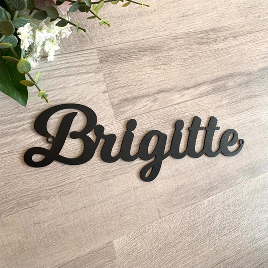 Custom Metal Script Word Sign – Personalized Laser Cut Metal Name for Wall Decor, Nursery, Gifts, or Door Plaque – Modern Steel Lettering