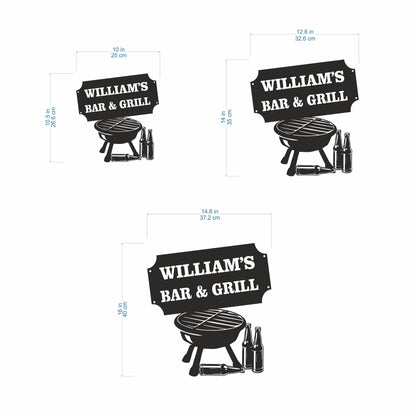Custom Bar & Grill Metal Sign – Personalized BBQ and Beer Wall Art – Backyard Bar Plaque for Home, Patio, or Man Cave – Gift for Dad or Husband
