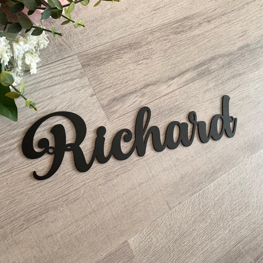 Custom Metal Name Sign – Personalized Laser Cut Word Sign for Home or Nursery – Modern Script Wall Decor – Metal Letters in 6 Colors
