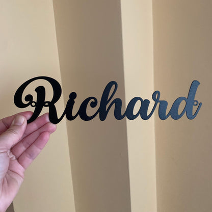 Custom Metal Name Sign – Personalized Laser Cut Word Sign for Home or Nursery – Modern Script Wall Decor – Metal Letters in 6 Colors