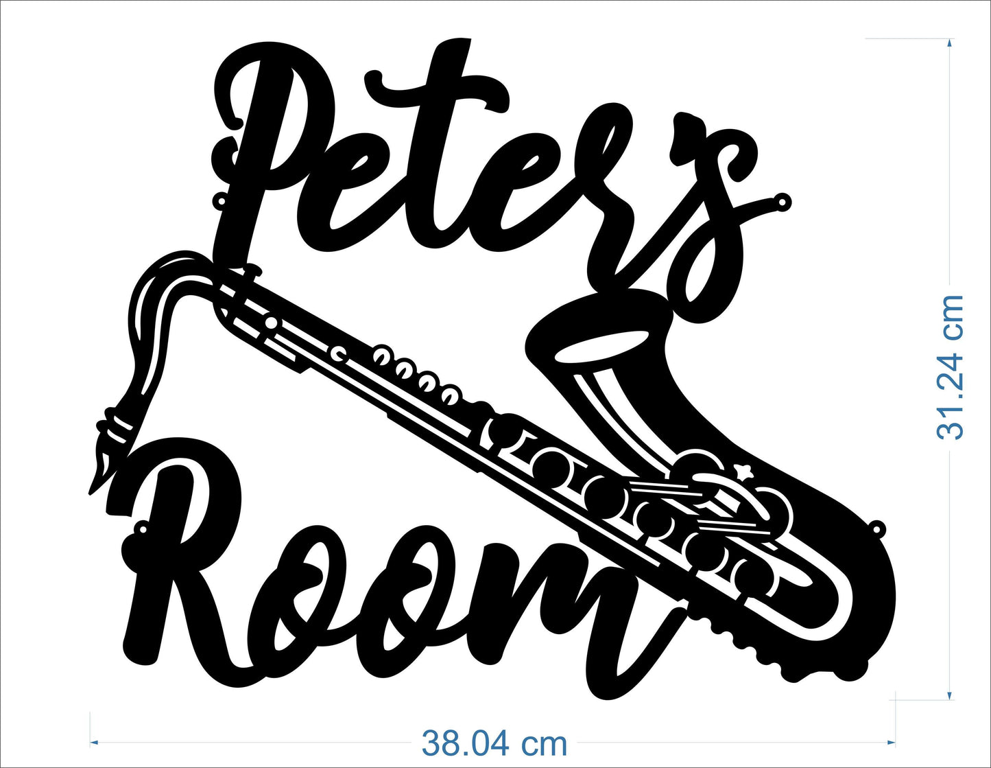 Saxophone Name Sign – Personalized Metal Wall Art for Musicians – Custom Saxophone Sign for Music Room or Studio – Music Gift for Jazz Lovers