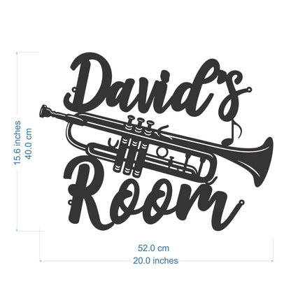 Custom Trumpet Name Sign – Personalized Metal Wall Art for Musicians – Marching Band or Jazz Room Decor – Gift for Trumpeters or Music Teachers