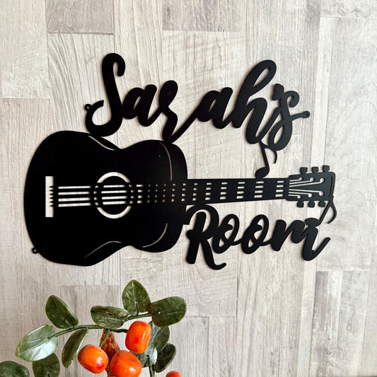 Custom Guitar Metal Name Sign – Personalized Music Wall Art for Musicians – Music Studio or Man Cave Decor – Guitar Lover Gift