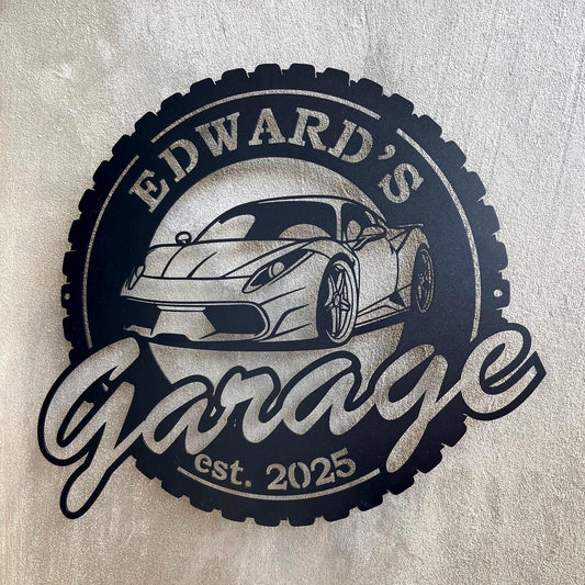 Personalized Metal Garage Sign – Custom Wall Art for Man Cave, Workshop, or Mechanic – Father's Day or Birthday Gift – Custom Garage Decor