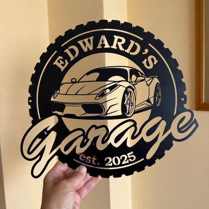 Personalized Metal Garage Sign – Custom Wall Art for Man Cave, Workshop, or Mechanic – Father's Day or Birthday Gift – Custom Garage Decor