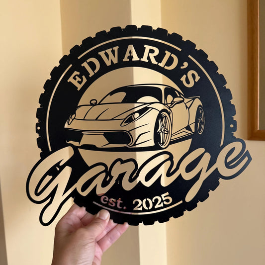Personalized Metal Garage Sign – Custom Wall Art for Man Cave, Workshop, or Mechanic – Father's Day or Birthday Gift – Custom Garage Decor