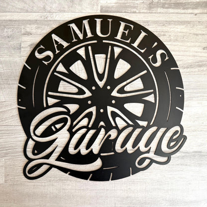 Custom Garage Name Sign – Personalized Mechanic Wall Art for Workshop or Tire Repair – Metal Shop Decor – Gift for Car Lovers & Man Cave