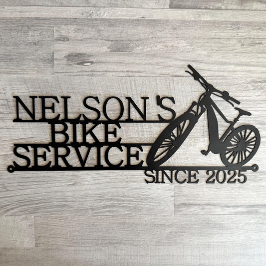 Custom Bike Repair Shop Metal Sign – Personalized Bicycle Service Wall Art – Garage or Workshop Name Plaque with Est. Year – Gift for Cyclists