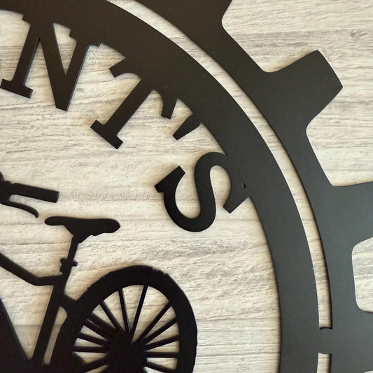 Custom Bike Repair Metal Sign – Personalized Garage or Man Cave Wall Decor – Bicycle Mechanic Shop Sign – Cyclist Gift with Name