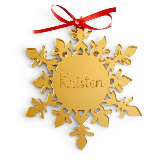 Personalized Mirror Acrylic Snowflake Ornament – Custom Engraved Name Christmas Tree Decoration – Hanging Crystal-Style Keepsake – Holiday Place Card