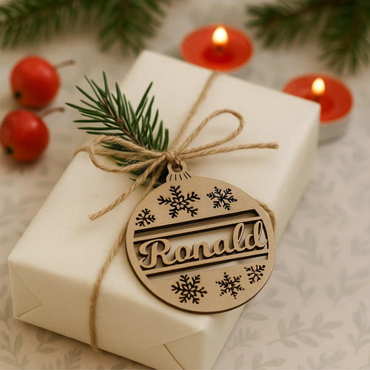 Personalized Christmas Tree Ornament & Gift Tag | Custom Name Bauble | Laser Cut Snowflake Xmas Decoration