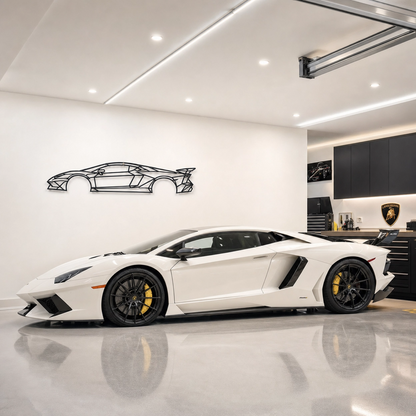 Aventador SVJ Metal Car Silhouette Wall Art