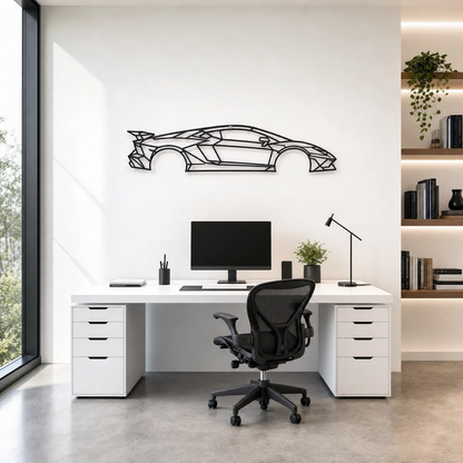 Aventador SVJ Metal Car Silhouette Wall Art