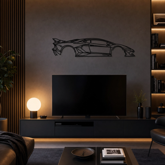 Aventador SVJ Metal Car Silhouette Wall Art