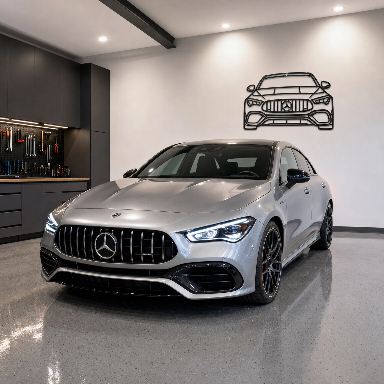 CLA 45S Front Metal Car Silhouette Wall Art