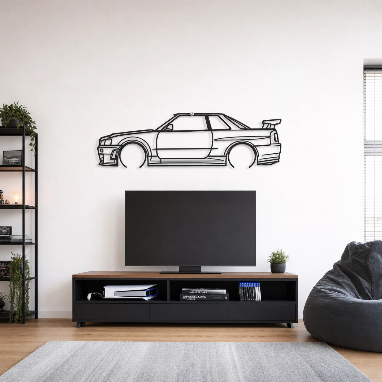 Skyline R34 GT-R Metal Car Silhouette Wall Art