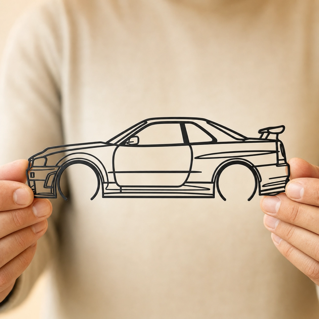 Skyline R34 GT-R Metal Car Silhouette Wall Art