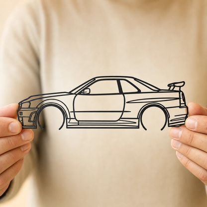 Skyline R34 GT-R Metal Car Silhouette Wall Art