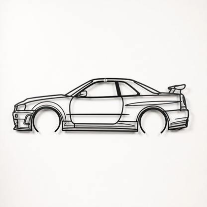 Skyline R34 GT-R Metal Car Silhouette Wall Art