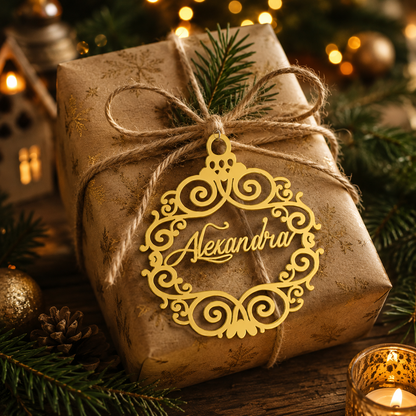 Personalized Name Christmas Ornament – Acrylic or Wood Bauble