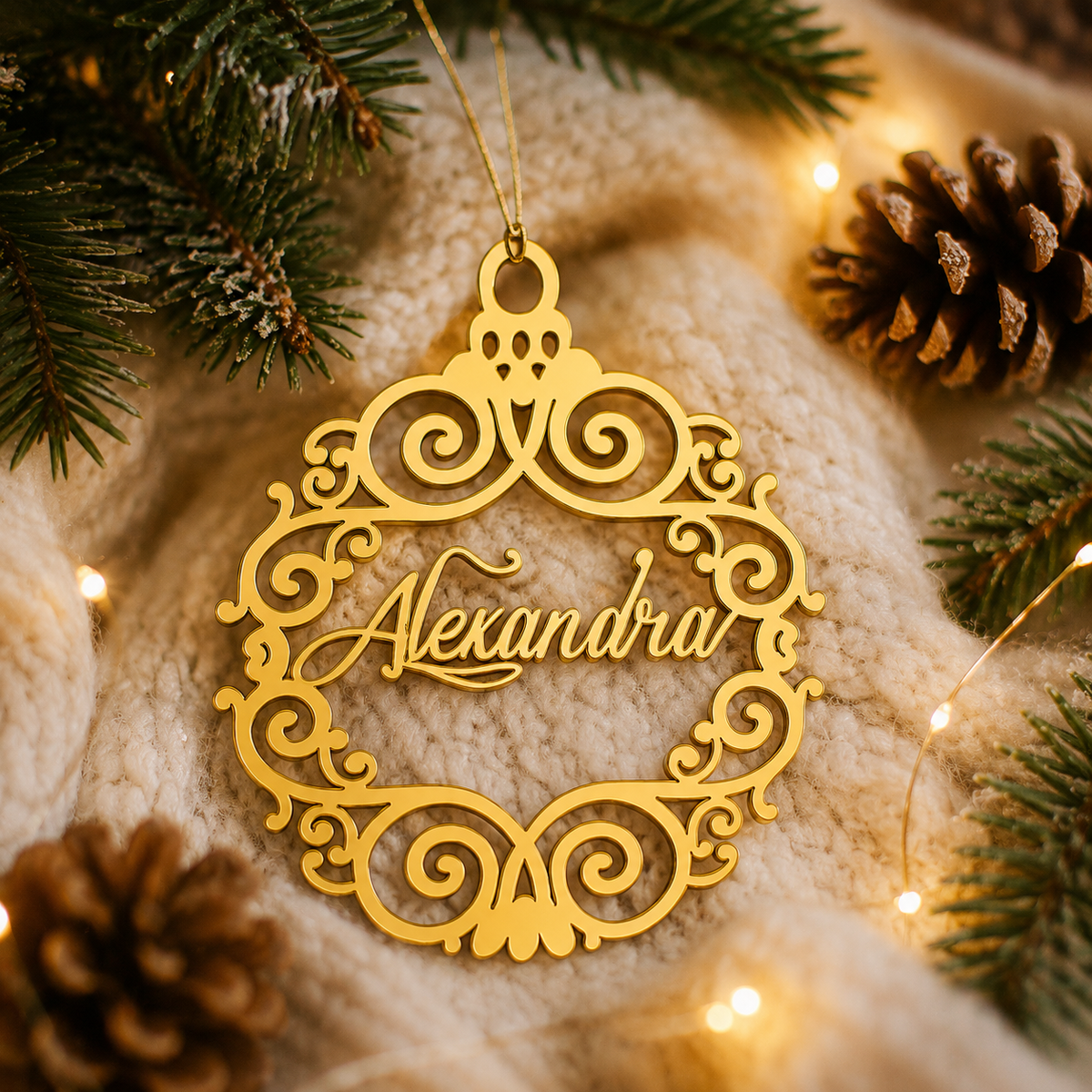 Personalized Name Christmas Ornament – Acrylic or Wood Bauble