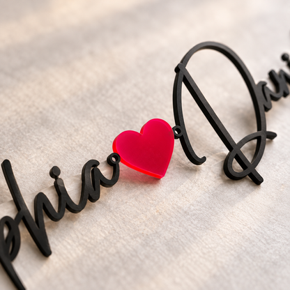 Custom Script Metal Name Sign with Heart – Personalized Love Sign